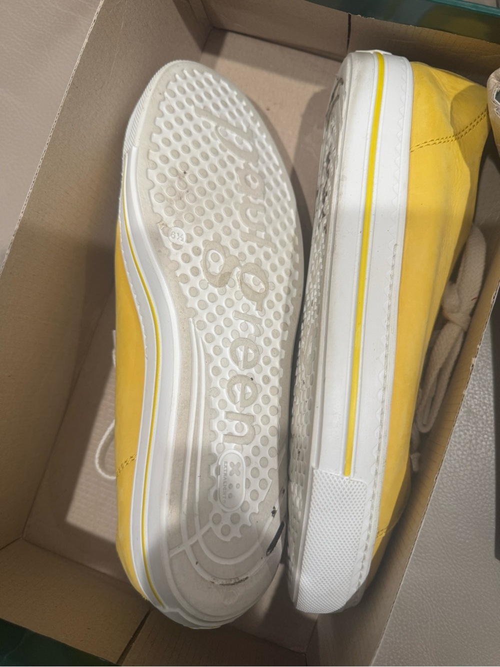 Paul Green Yellow Ally Nubuck Low-Top Lace-Up Sneakers - Picture 3 of 7